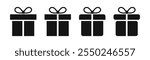 Gift boxes icon. Gift box silhouette with ribbon symbol vector illustration. Birthday, shop, present, surprise, celebration