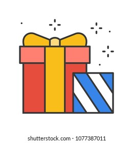 Gift boxes icon, filled outline