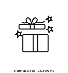 Gift boxes icon Flat art illustration in outline