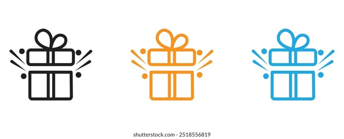 Gift boxes icon Thin line illustration set