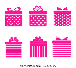 gift boxes icons set with bows and ribbons on white background vector illustration