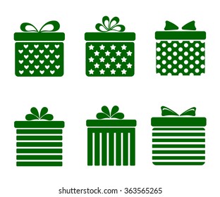 gift boxes icons set with bows and ribbons on white background vector illustration