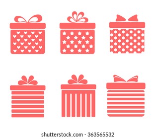 gift boxes icons set with bows and ribbons on white background vector illustration