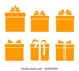 gift boxes icons set with bows and ribbons on white background vector illustration