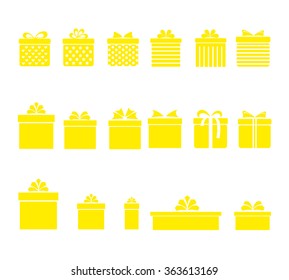 gift boxes icons set with bows and ribbons on white background vector illustration