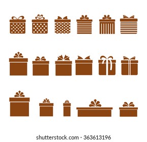 gift boxes icons set with bows and ribbons on white background vector illustration