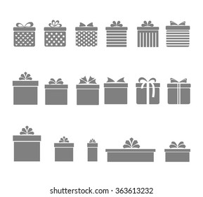 gift boxes icons set with bows and ribbons on white background vector illustration