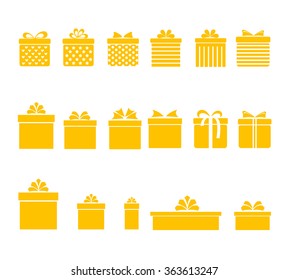 gift boxes icons set with bows and ribbons on white background vector illustration