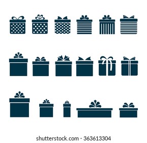 gift boxes icons set with bows and ribbons on white background vector illustration