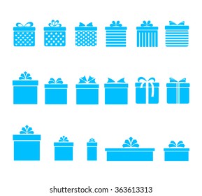 gift boxes icons set with bows and ribbons on white background vector illustration