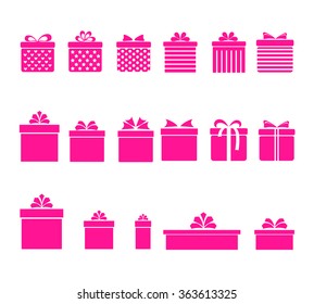 gift boxes icons set with bows and ribbons on white background vector illustration