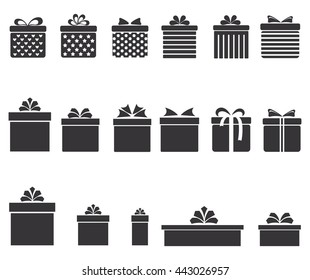 gift boxes icons set with bows and ribbons on white background.Vector ilustration