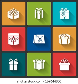 Gift boxes icons set for mobile shopping application isolated vector illustration