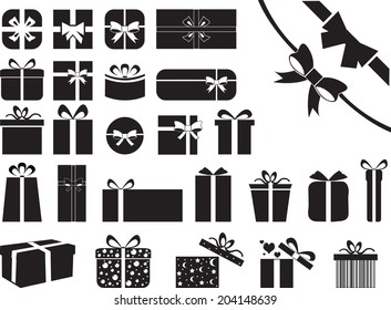Gift boxes illustrated on white 