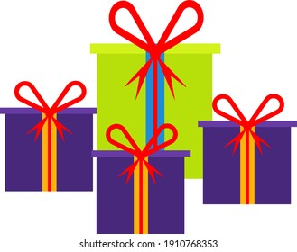Gift boxes, illustration, vector on a white background.