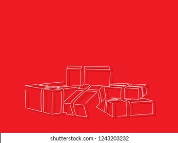 Gift boxes isolated line drawing, vector illustration design. Christmas collection.