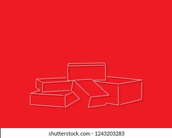 Gift boxes isolated line drawing, vector illustration design. Christmas collection.