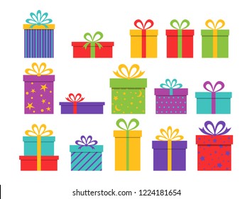 Gift boxes isolated on white background. Vector illustration.