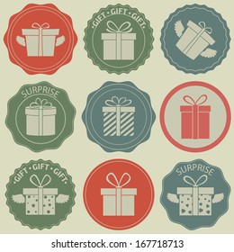 Gift boxes labels. Vector set,  EPS 8.