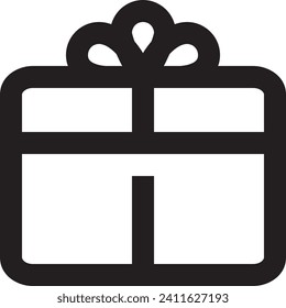 Icono de línea de cajas de regalo. Una línea continua con curl. Señal de venta o presente. Símbolo de compras de cumpleaños. Paquete en el ajuste de regalo. Cinta de contorno simple del paquete sorpresa.