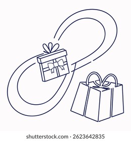 Geschenkbox Linie Symbol durchgehend eine Linie mit Kurve