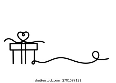 Gift boxes line icon. Continuous one line with curl. Present or Sale sign. Package in Gift Wrap. Birthday Shopping symbol. Loop curve pattern.