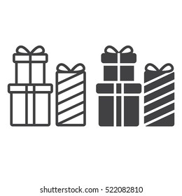 Gift boxes line icon, outline and filled vector sign, linear and full pictogram isolated on white, logo illustration