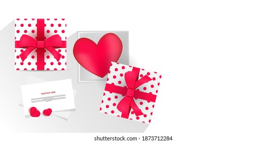 Gift boxes with love card background design conceptual