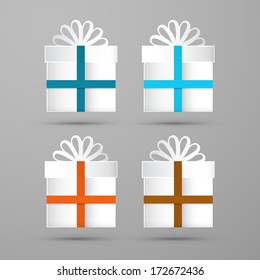 Gift Boxes. Made From Paper. Vector Illustration.