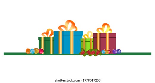 Gift boxes for new year and christmas. Can be used for collages, greetings, cards, magazines, banners, stickers, web designs.