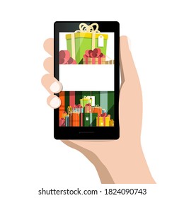Gift Boxes on Mobile Phone Screen