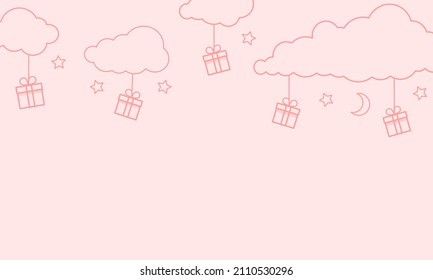 Cajas de regalo en el cielo con la luna y la estrella y la nube