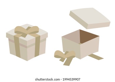 Gift boxes opened and closed isolated on transparent background. Sale gift, giving, celebrate, Christmas, birthday. EPS10.