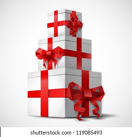 Gift boxes with origami bows - vector illustration.