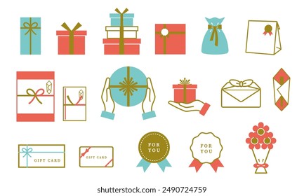 Gift boxes and other gift and present illustration sets