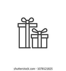 Gift boxes outline icon. linear style sign for mobile concept and web design. Present box simple line vector icon. Symbol, logo illustration. Pixel perfect vector graphics