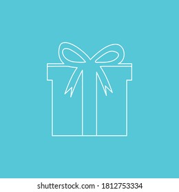 Gift Boxes outline white color on color background. Holiday Christmas gift box. Present box icon. Xmas present. Flat style.