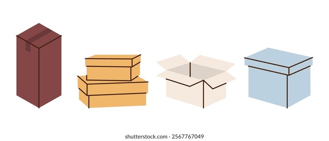 Gift boxes. Package cardboard boxes. Vector illustration.