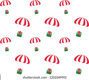 gift boxes parachute balloon seamless pattern background