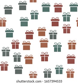 Gift boxes and parcels. Seamless vector pattern. Colorful background texture