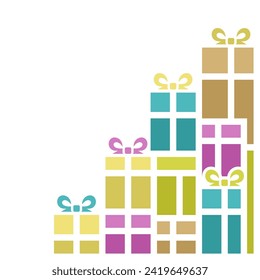Geschenkbox, Pastellfarben, flach, primitiv, Eckmuster
