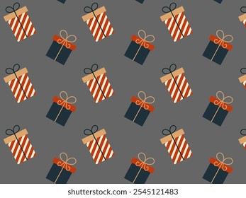 Gift boxes pattern. Christmas design. Vector simple flat illustration