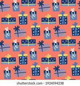Gift boxes pattern. Gifts background