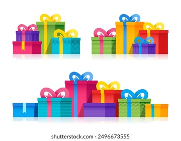 Ilustración vectorial de la pila de las cajas de regalo