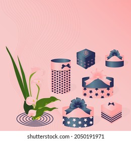 cajas de regalo en vector azul rosa