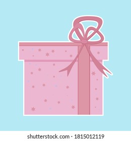 Gift Boxes pink colored with Ribbon. Holiday Christmas gift box. Present box icon. Xmas present.