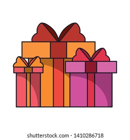Gift boxes present cartoon isolated vector illustration graphic design