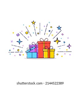 Gift boxes present greeting surprise winner