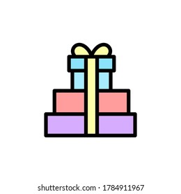 Gift boxes present icon. Simple color with outline vector elements of present icons for ui and ux, website or mobile application