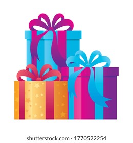 gift boxes present on white background vector illustration design